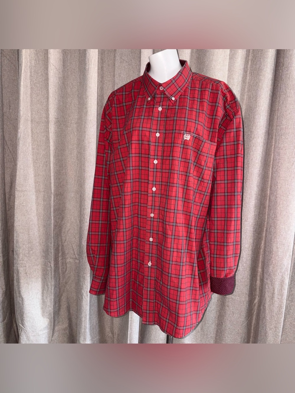 CINCH SZ XXL Men's Red Plaid Long-Sleeve Button-Down Shirt 100%cotton WESTERN